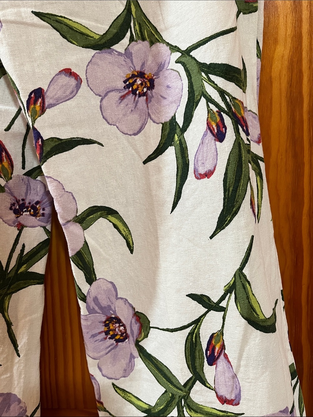 Gabriel Union White Floral Wide-Leg Lavender Blooms Pants 0 - Picture 13 of 16